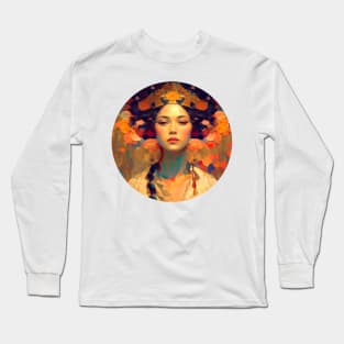 Beautiful feminine Portrait, Abstract Girl painting,  pretty woman Long Sleeve T-Shirt